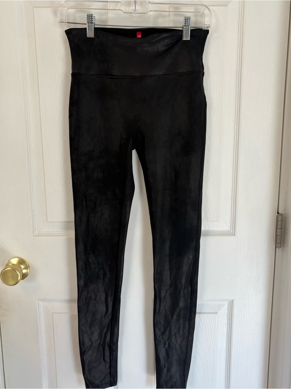 SPANX Black High-Waist Faux-Suede Leggings